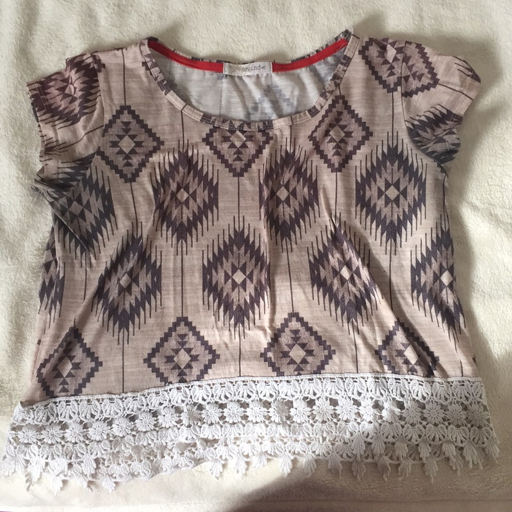 Aztec print top with lace bottom